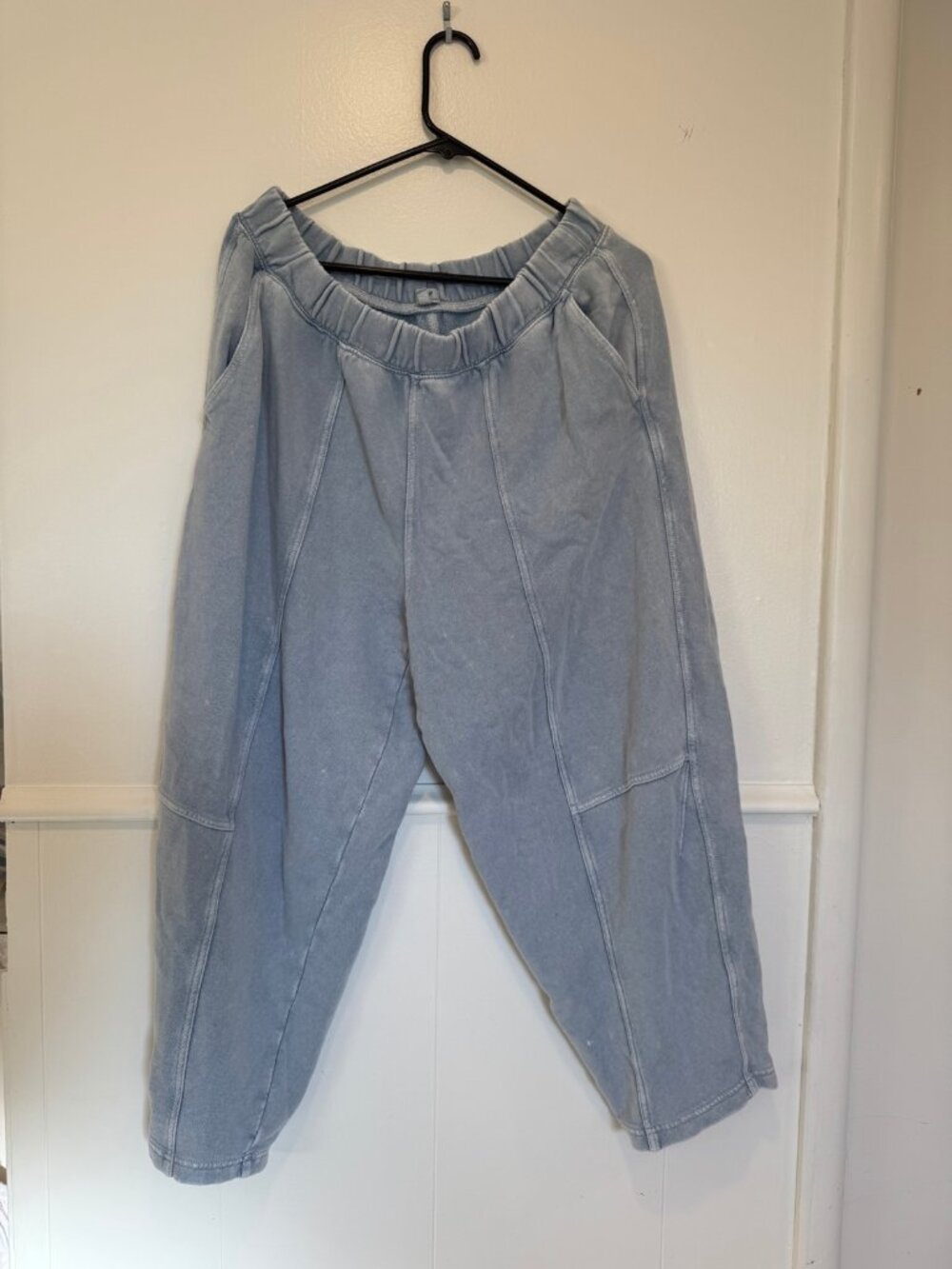 Aerie Light Blue Washed Wide-Leg Barrel Sweatpants - L